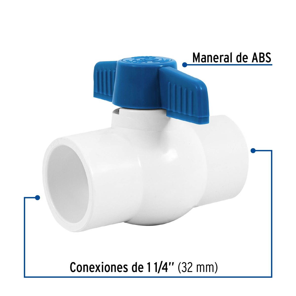 Válvula esfera cementar 1 1/4" PVC cédula 40 SKU:'49159