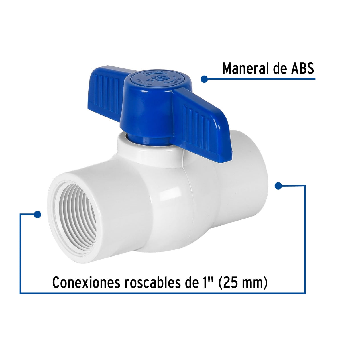 Válvula esfera roscable 1" PVC cédula 40 SKU:'49152