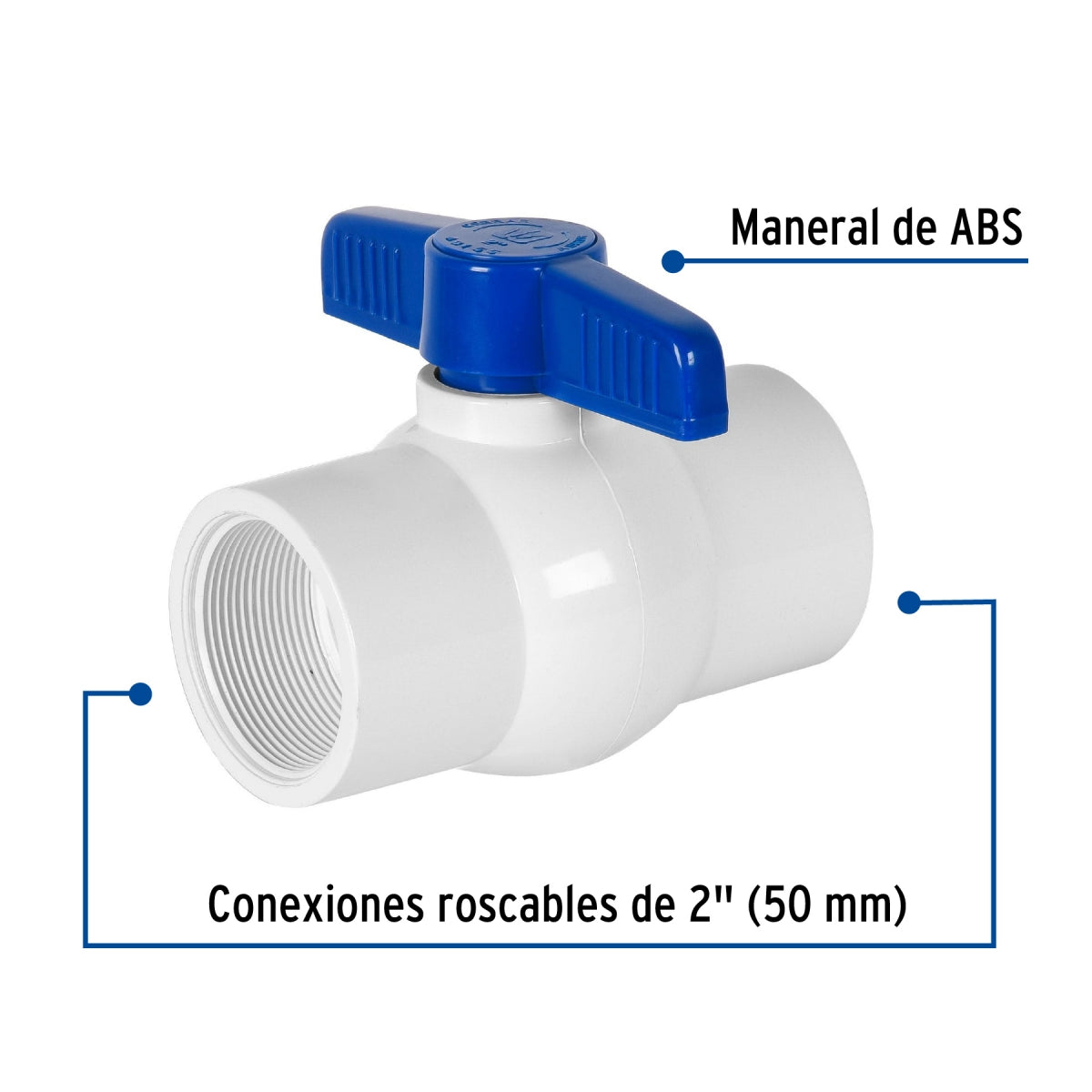 Válvula esfera roscable 2" PVC cédula 40 SKU:'49155
