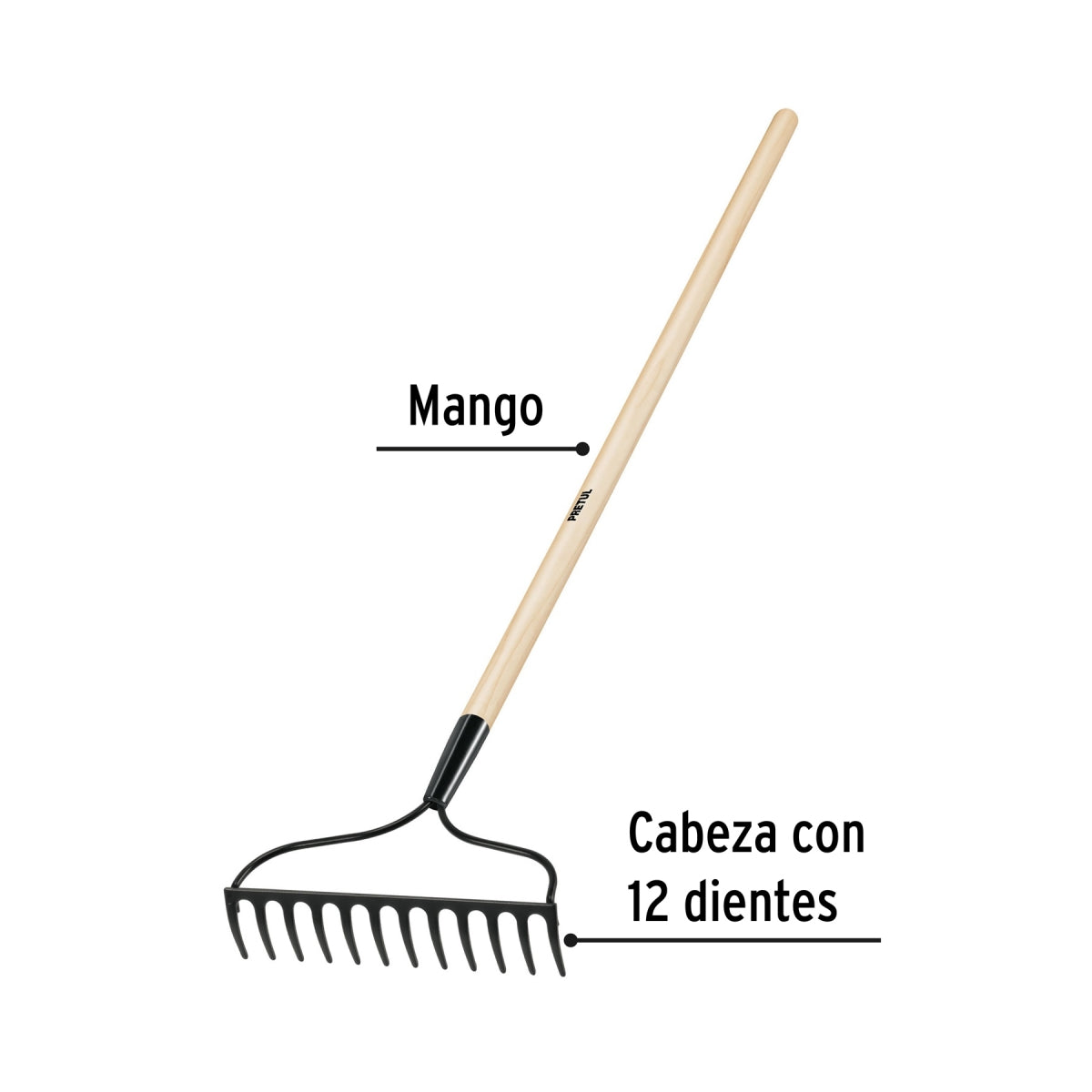 Rastrillo jardinero 48" 12 dientes SKU:'20613