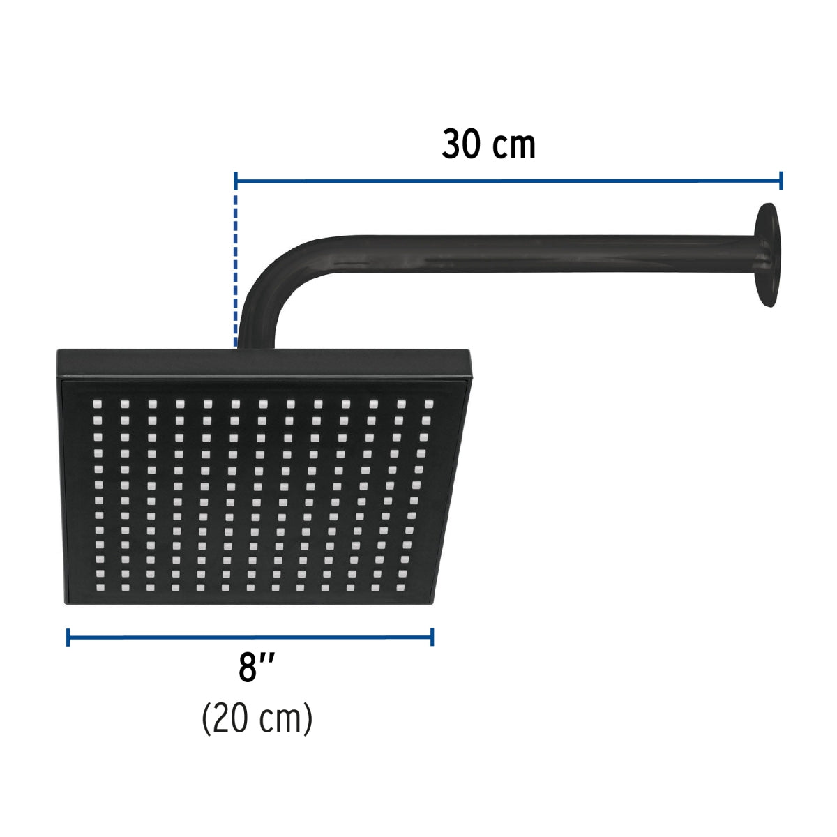 Regadera cuadrada 8" negro mate (Aqua) SKU:'46748