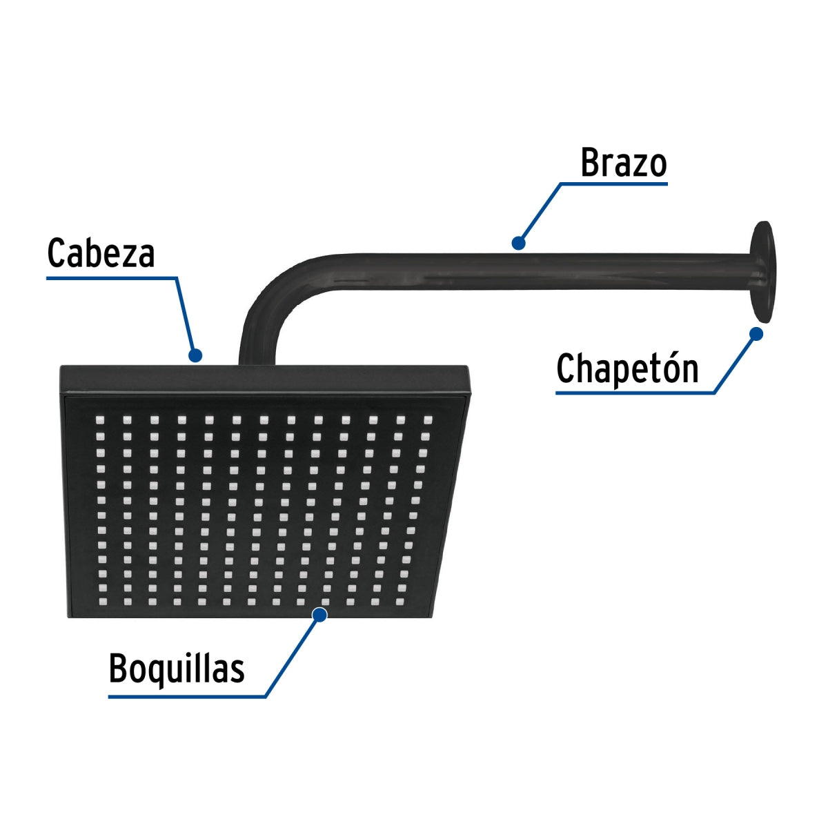 Regadera cuadrada 8" negro mate (Aqua) SKU:'46748