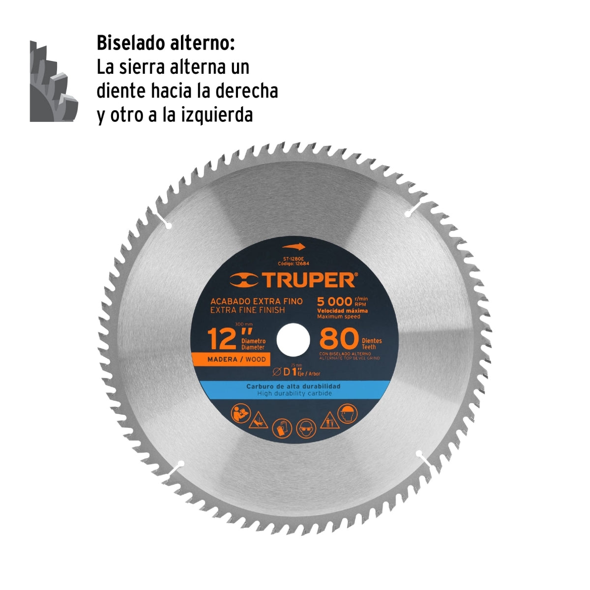 Disco sierra 12" p/madera 80 dientes SKU:'12684