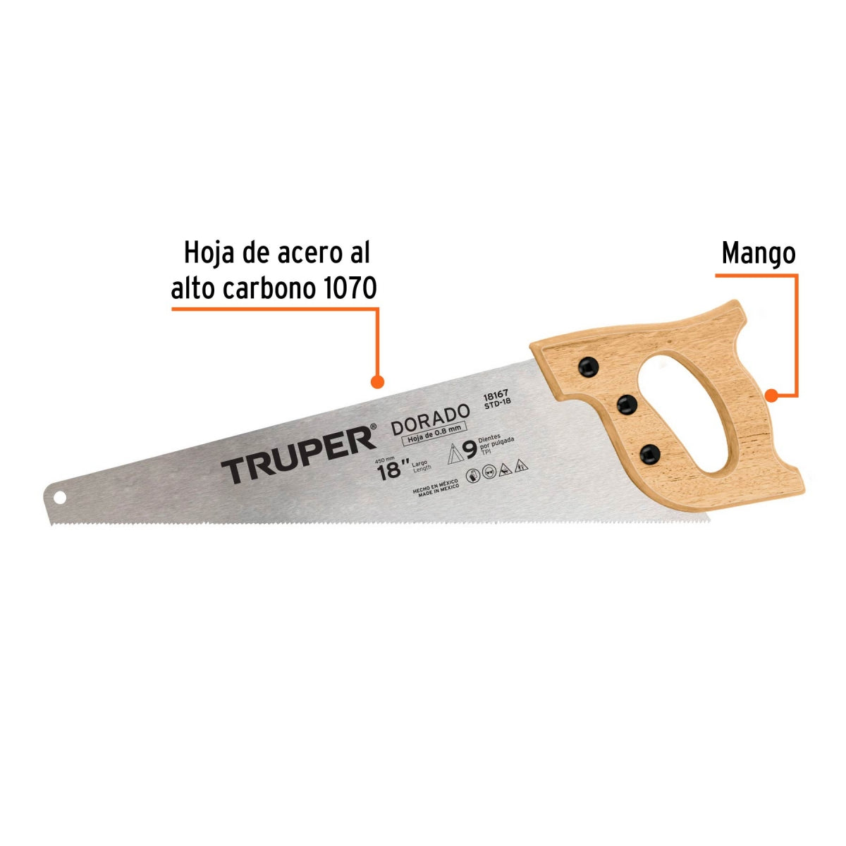 Serrucho 18" Dorado SKU:'18167