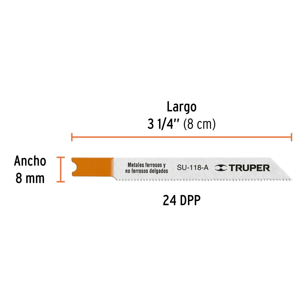 Juego 5 seguetas 24DPP zanco "U" corte recto p/metal SKU:'18138