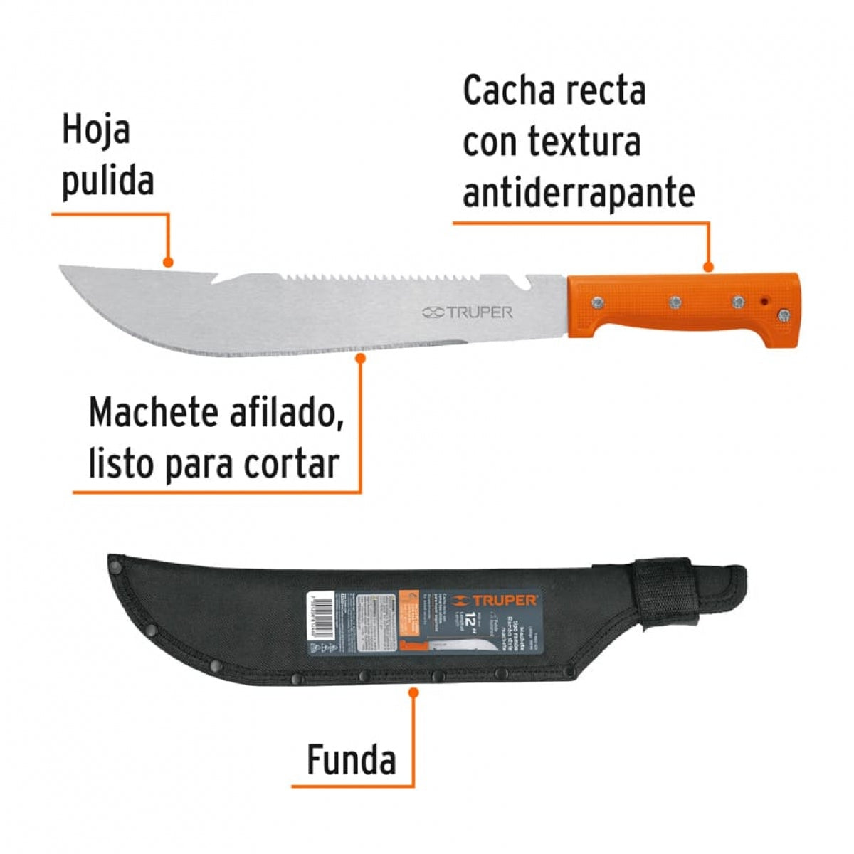 Machete tipo rambo 12" con funda SKU:'15890