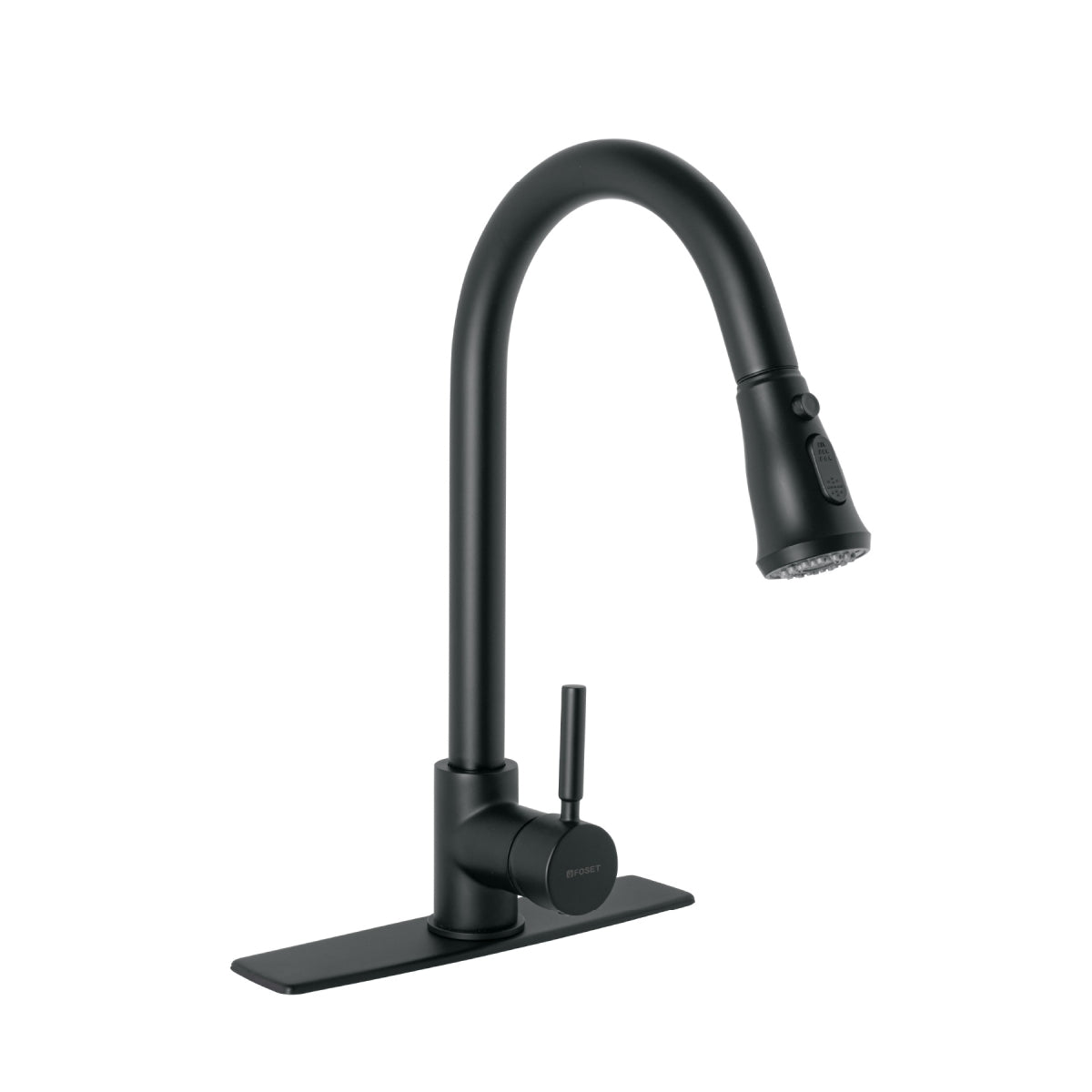 Monomando metálico cuello extraíble p/fregadero negro mate maneral tipo palanca (Tubig) SKU:'46770