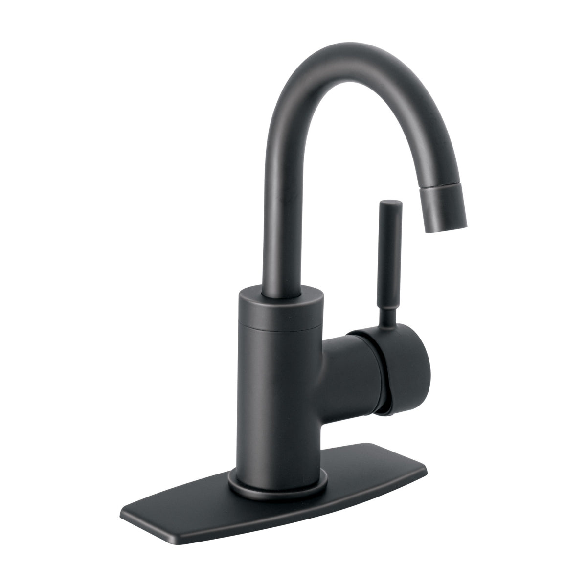 Monomando metálico cuello curvo p/lavabo negro mate maneral tipo palanca (Tubig) SKU:'46764