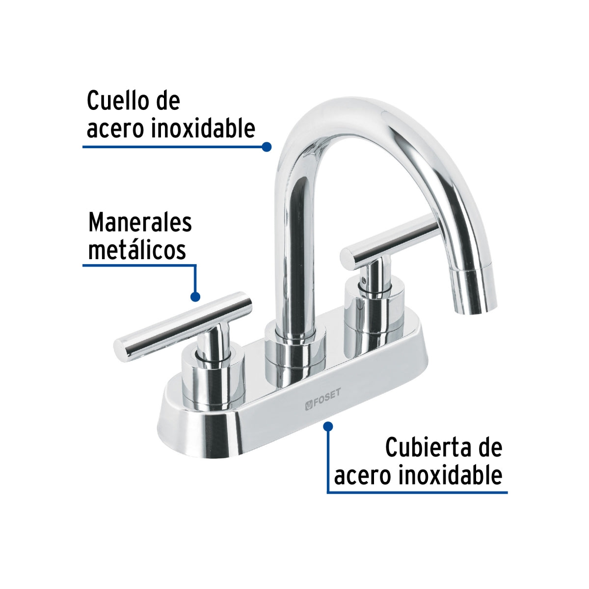 Mezcladora metálica 4" tipo bar p/lavabo manerales tipo palanca (Tubig) SKU:'46750