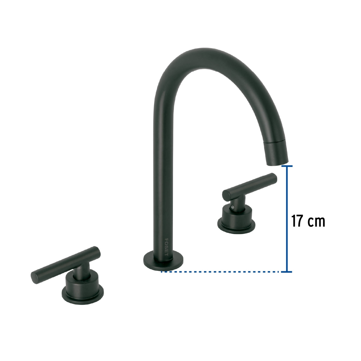 Mezcladora metálica p/lavabo negro mate taladros separados manerales tipo palanca (Tubig) SKU:'46758