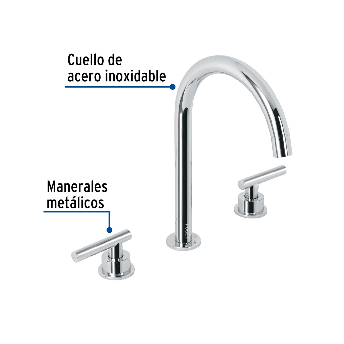 Mezcladora metálica p/lavabo taladros separados manerales tipo palanca (Tubig) SKU:'46756