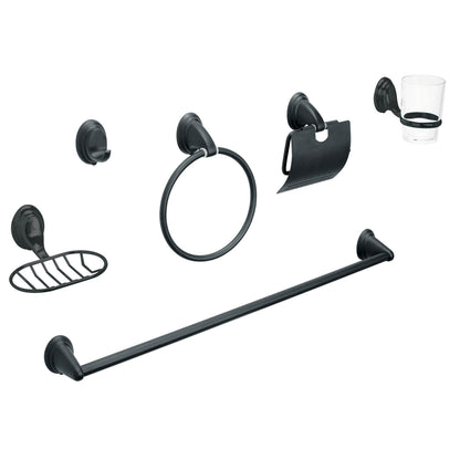 Juego de 6 accesorios metálicos p/baño negro mate (Aqua) SKU:'49163