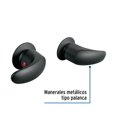 Juego 2 manerales p/regadera negro mate tipo palanca (Aqua) SKU:'49629