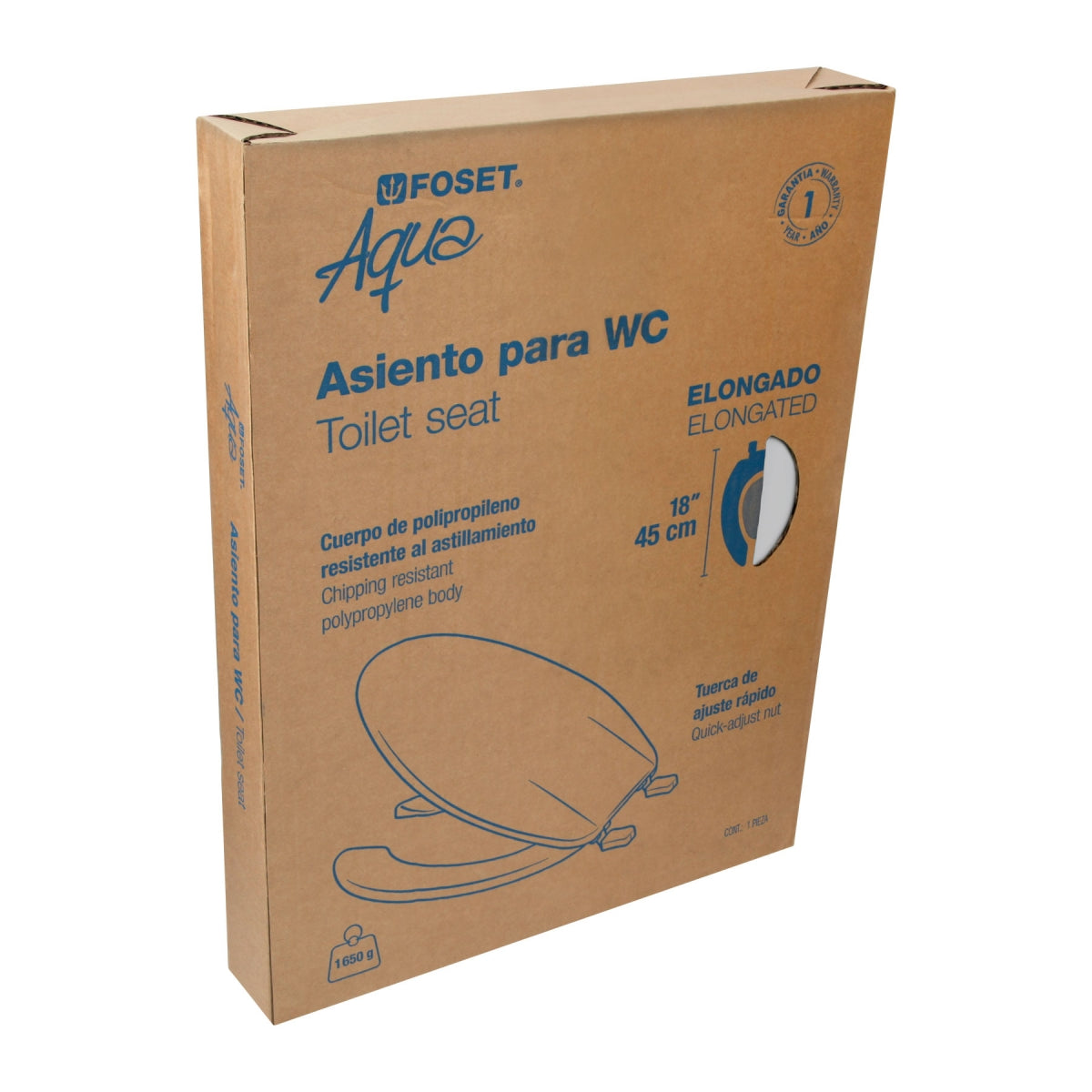 Asiento alargado reforzado W.C. color blanco SKU:'49905