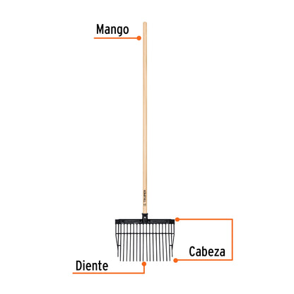 Bieldo cabeza plástica 16 dientes mango 54" SKU:'19998