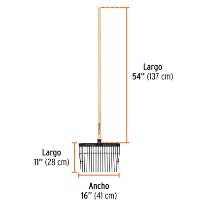 Bieldo cabeza plástica 16 dientes mango 54" SKU:'19998