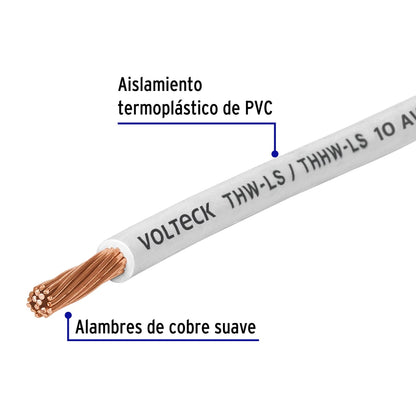 Cable sencillo blanco #10 cobre (rollo 100m) SKU:'46055