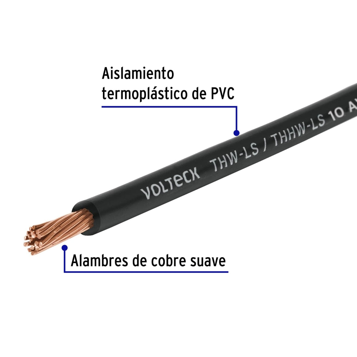 Cable sencillo negro #10 cobre (rollo 100m) SKU:'46051