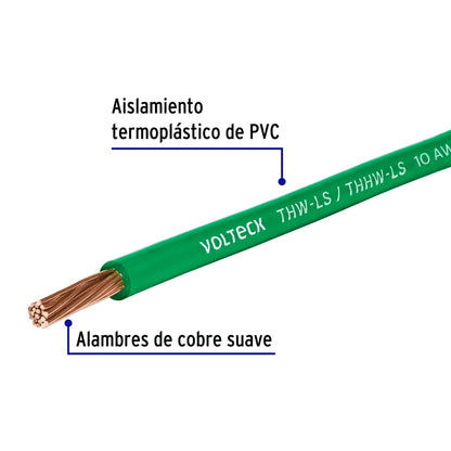 Cable sencillo verde #10 cobre (por metro) SKU:M46063