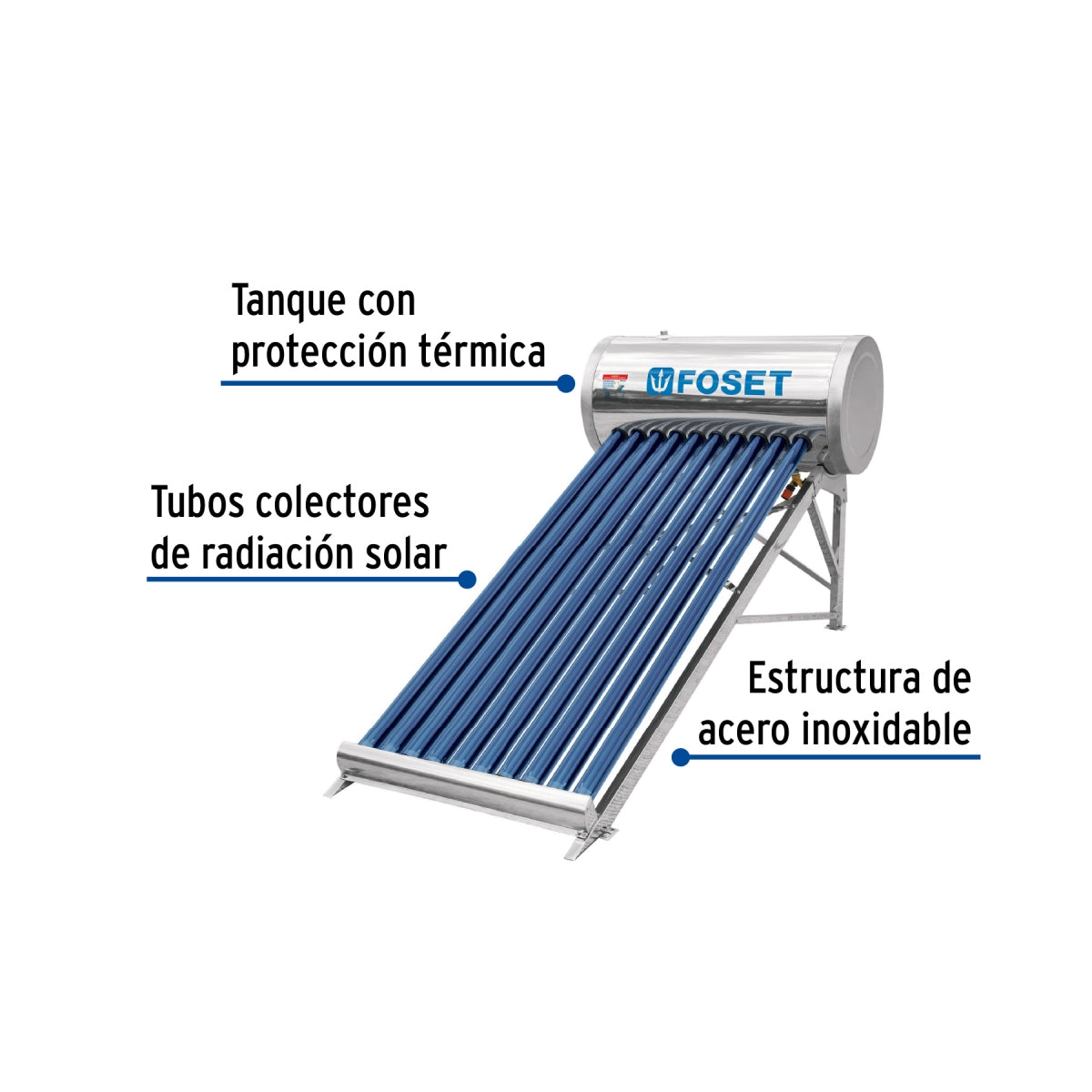 Calentador solar 10 tubos 130L 3 servicios SKU:'45270