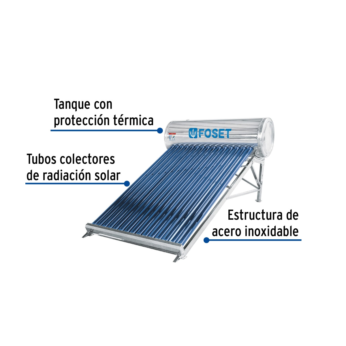 Calentador solar 15 tubos 195L 5 servicios SKU:'45272