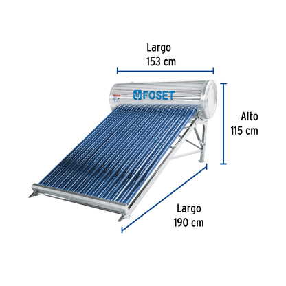 Calentador solar 15 tubos 195L 5 servicios SKU:'45272