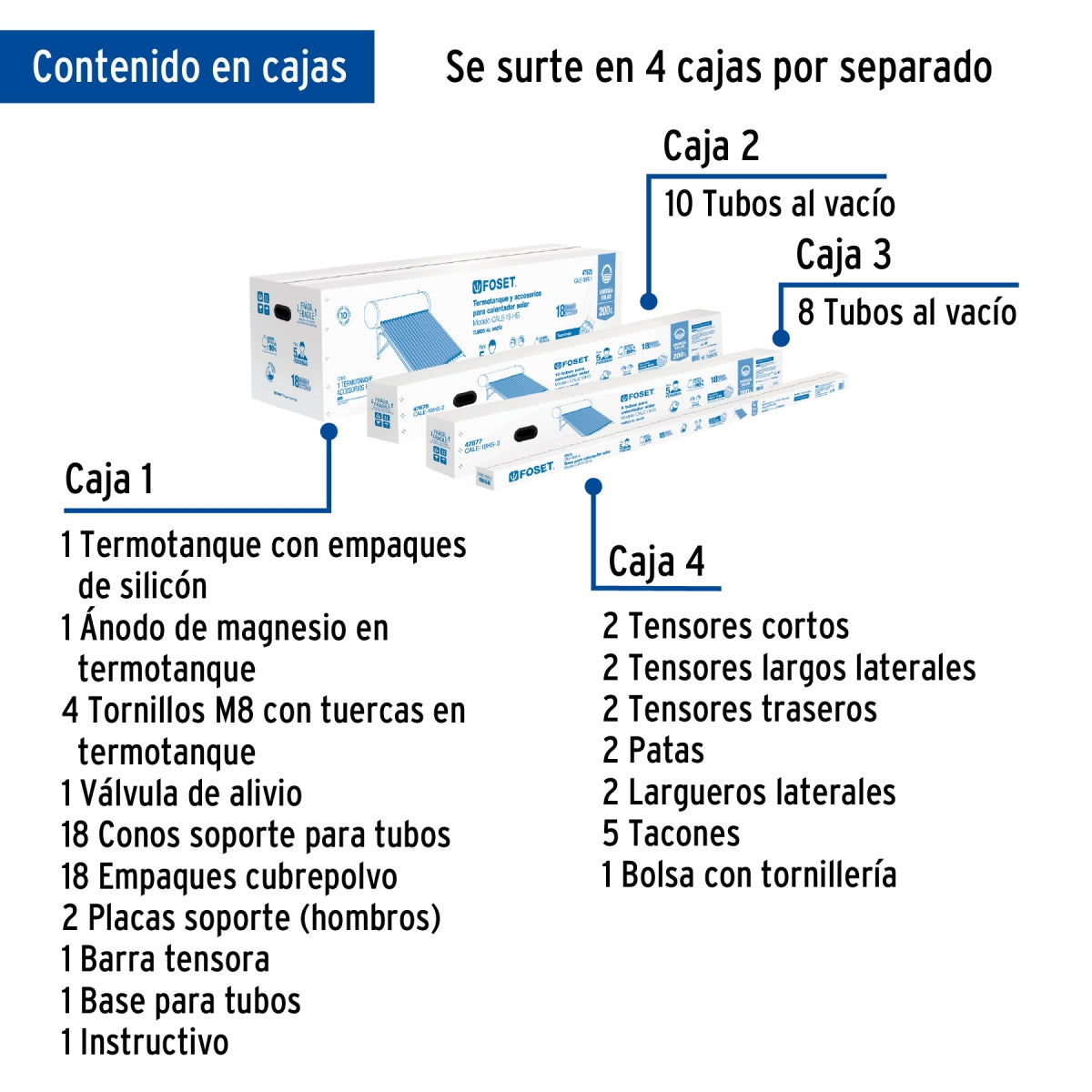 Calentador solar 18 tubos 200L 5 servicios (HeatPipe) SKU:'49966