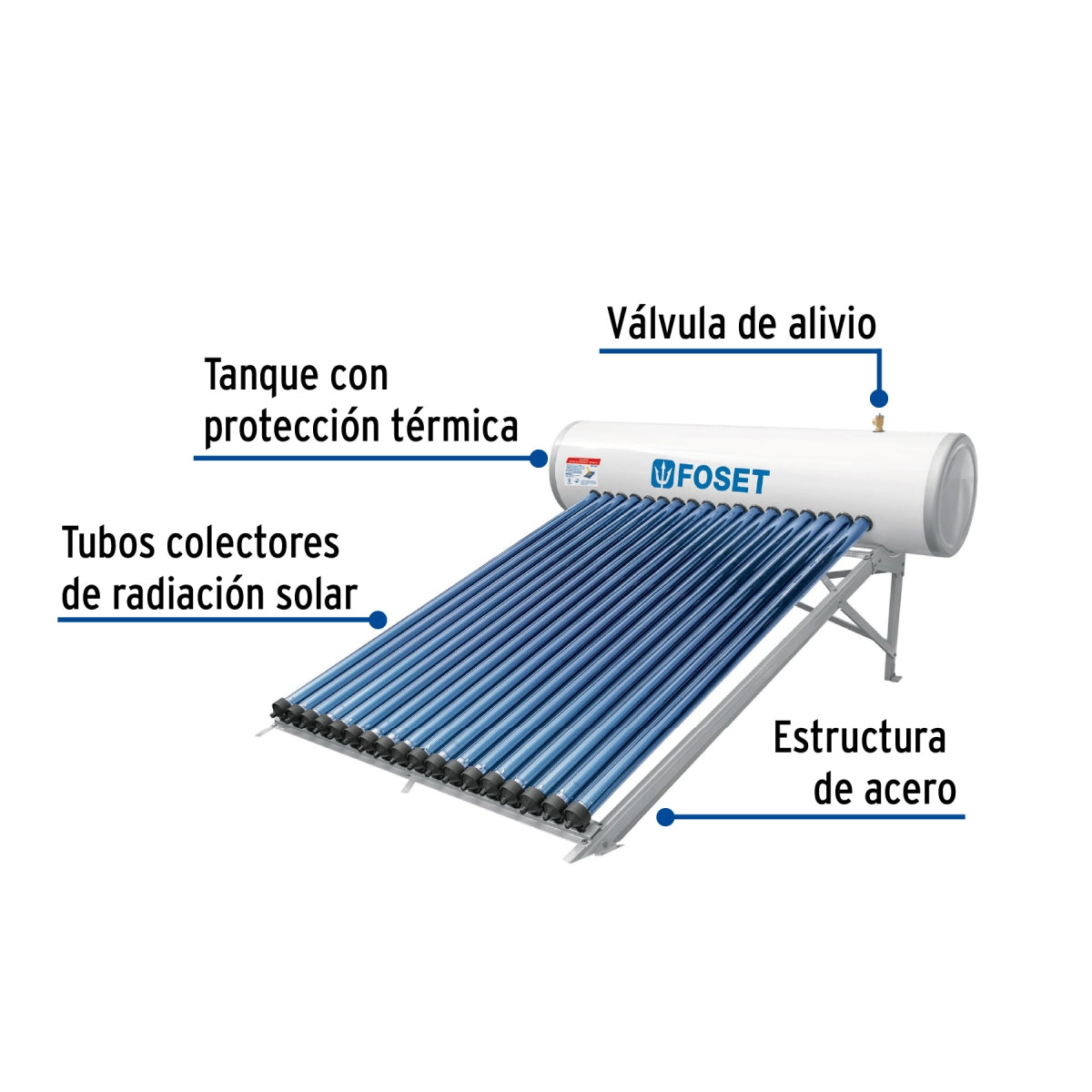 Calentador solar 18 tubos 200L 5 servicios (HeatPipe) SKU:'49966