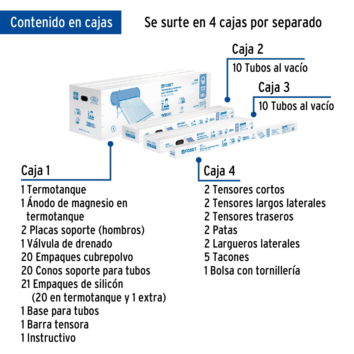 Calentador solar 20 tubos 240L 7 servicios SKU:'45273