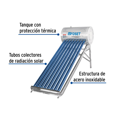 Calentador solar 8 tubos 94L 2 servicios SKU:'45274