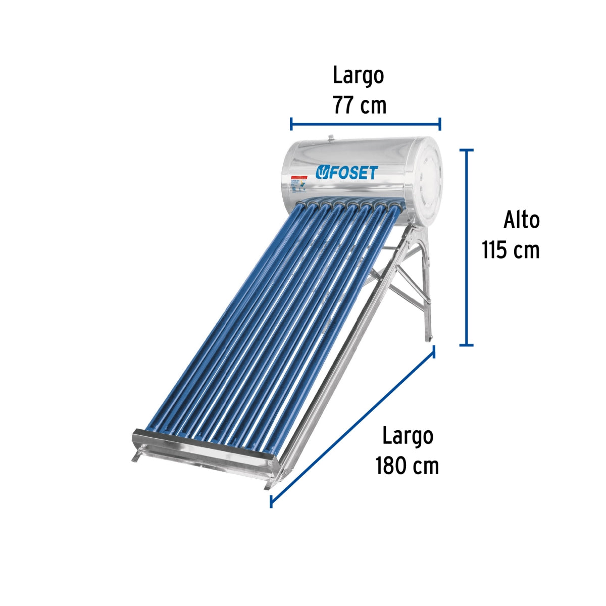 Calentador solar 8 tubos 94L 2 servicios SKU:'45274