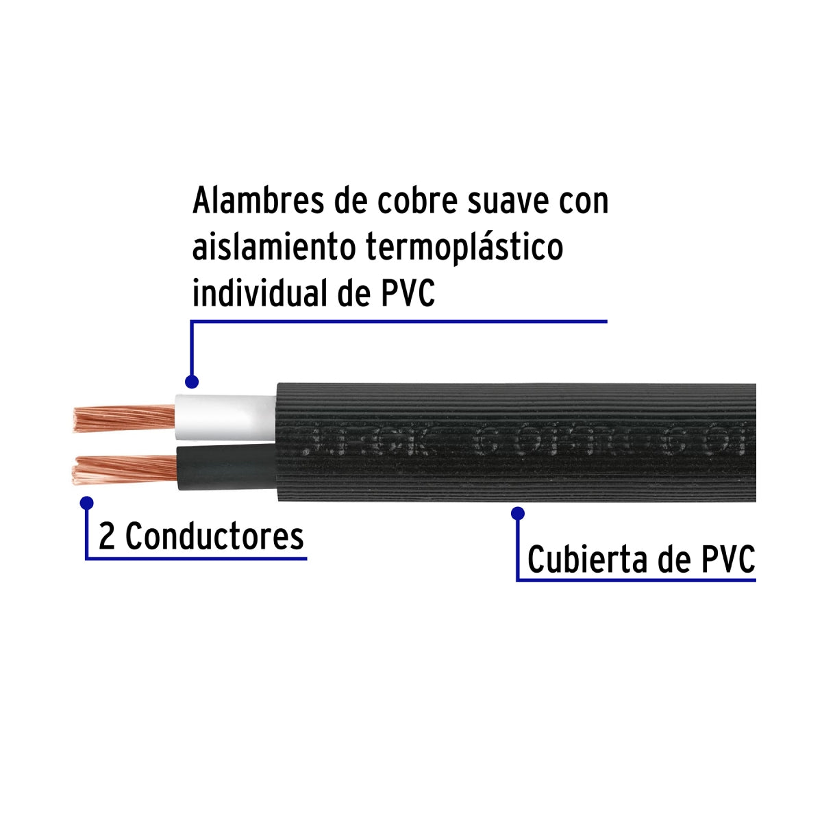 Cable uso extra rudo 2x14 cobre (por metro) SKU:'40004