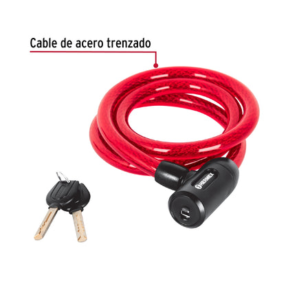 Candado de cable con llave 15mm x 1.20m SKU:'43920