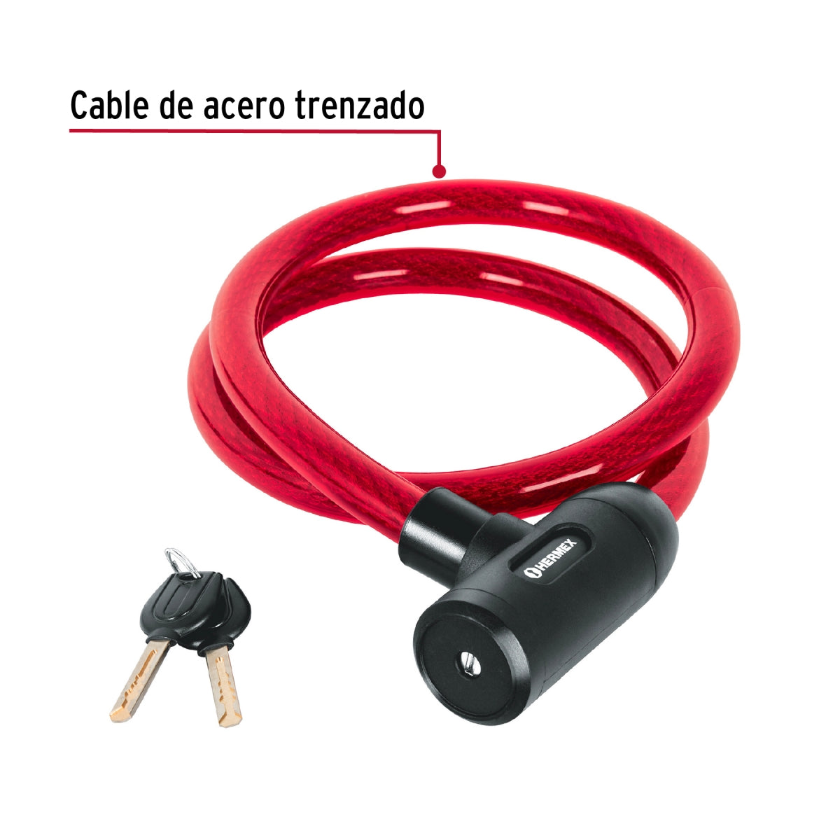 Candado de cable con llave 20mm x 1.20m SKU:'43921