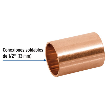 Cople sin tope 1/2" cobre SKU:'41290