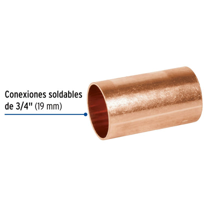 Cople sin tope 3/4" cobre SKU:'41291