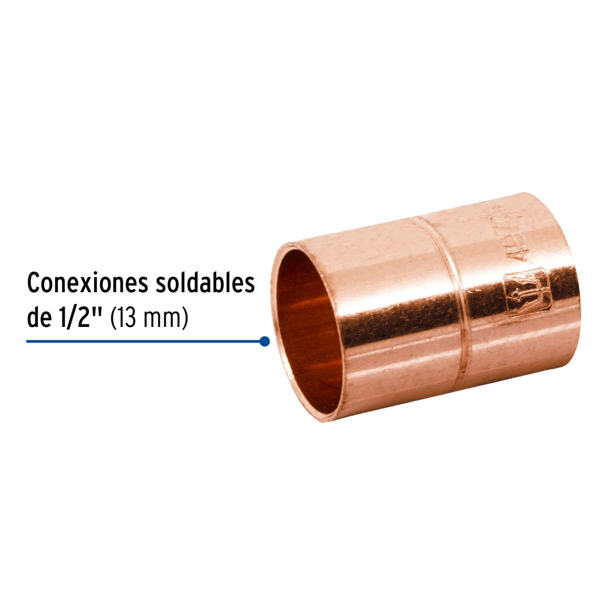 Cople con tope 1/2" cobre SKU:'49700