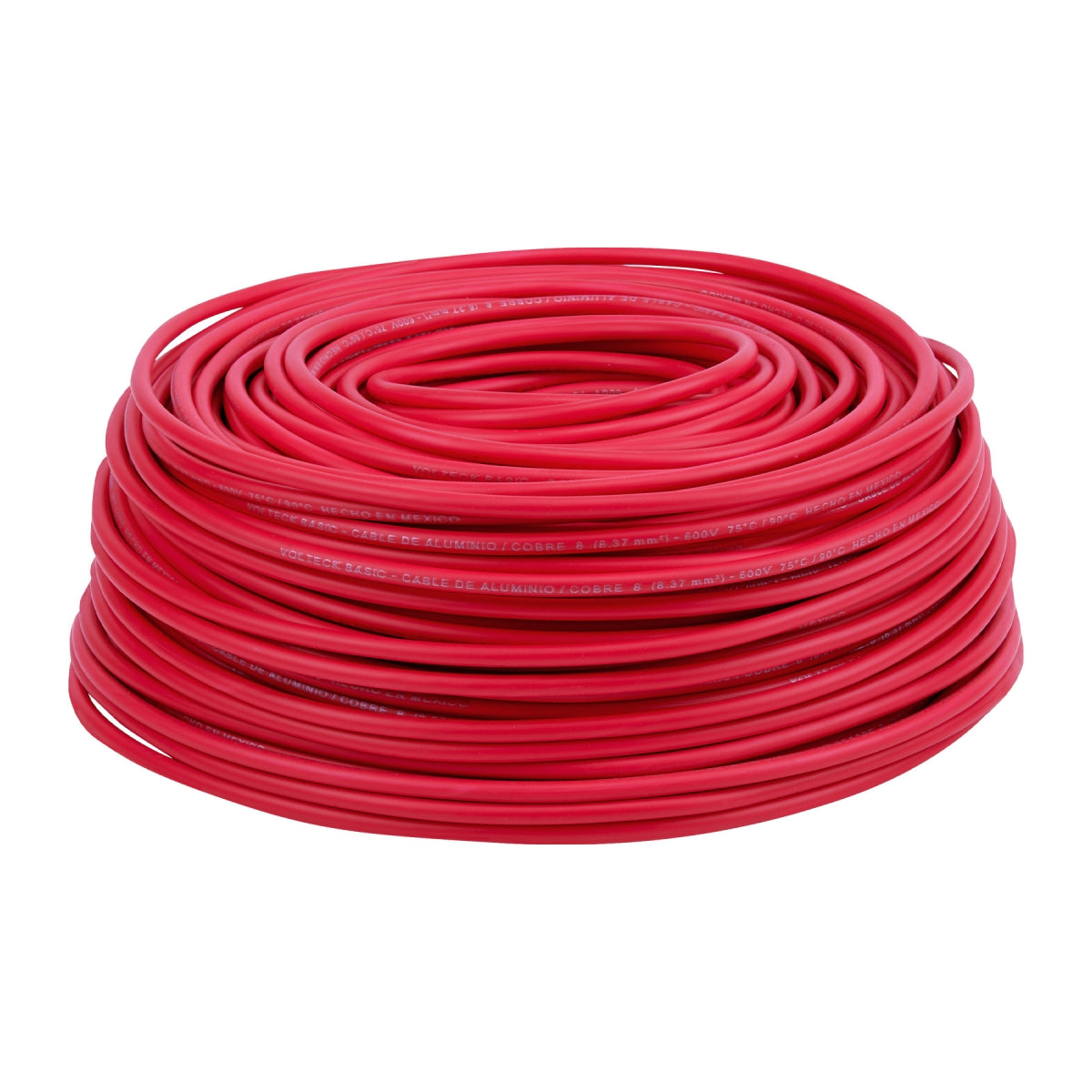 Cable sencillo rojo #12 alucobre (rollo 100m) SKU:'40214