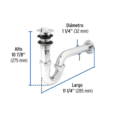 Céspol metálico p/lavabo c/contra tipo moneda 1 1/4" SKU:'49337