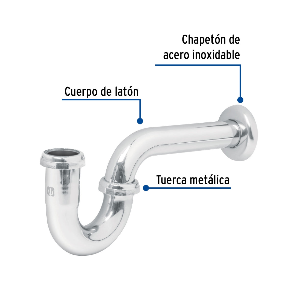 Céspol metálico rígido p/lavabo sin contracanasta 1 1/4" SKU:'49985