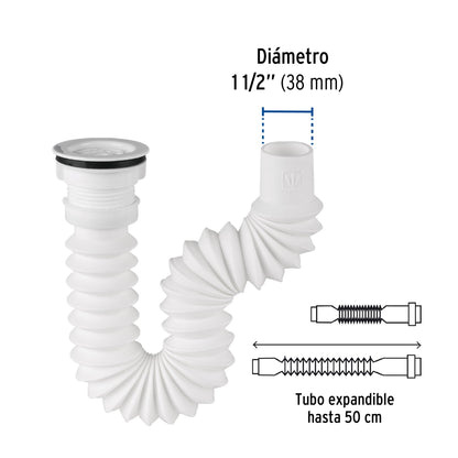 Céspol flexible PVC p/fregadero con contracanasta plástica 1 1/2" SKU:'49370
