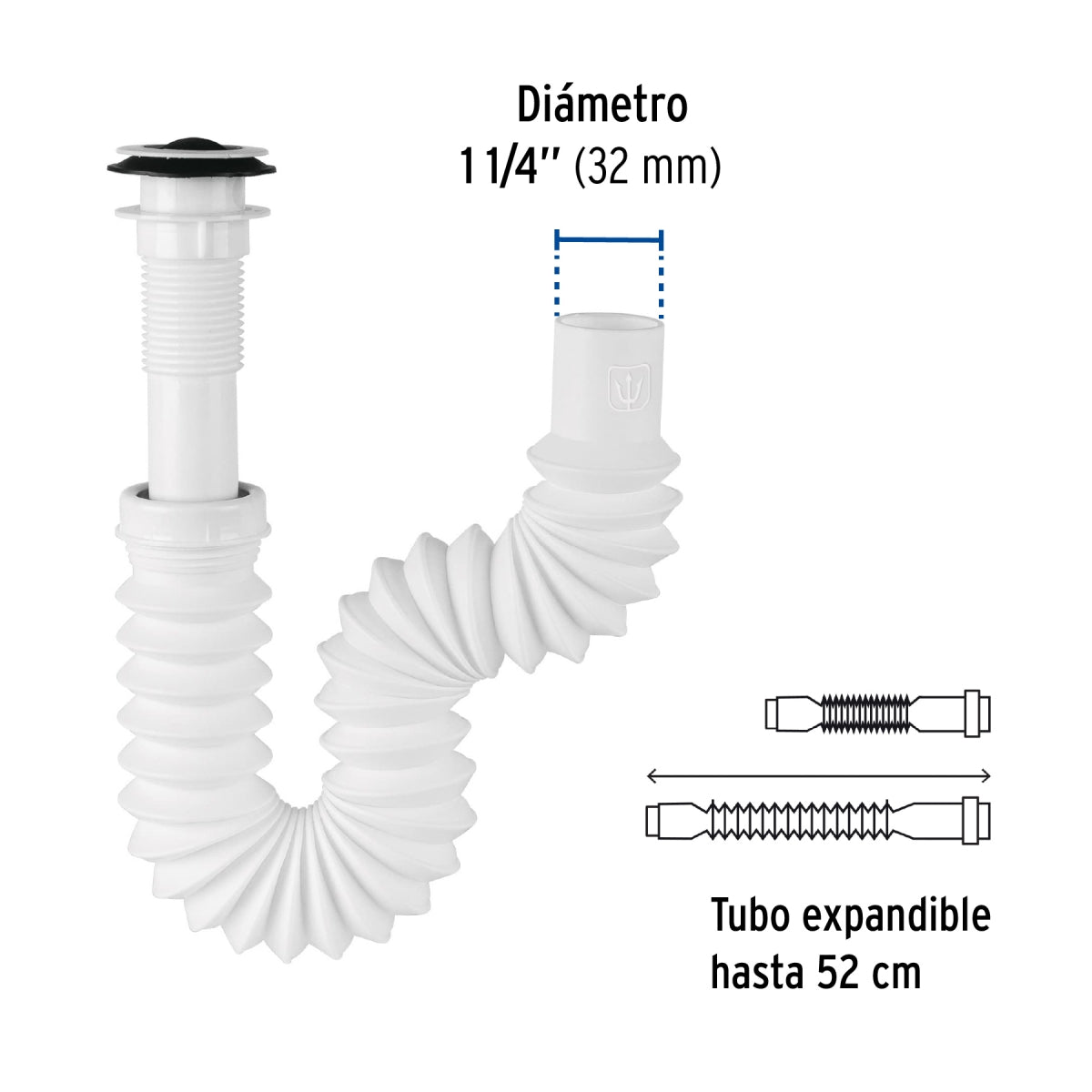 Céspol flexible PVC p/lavabo con contracanasta plástica 1 1/4" SKU:'49365