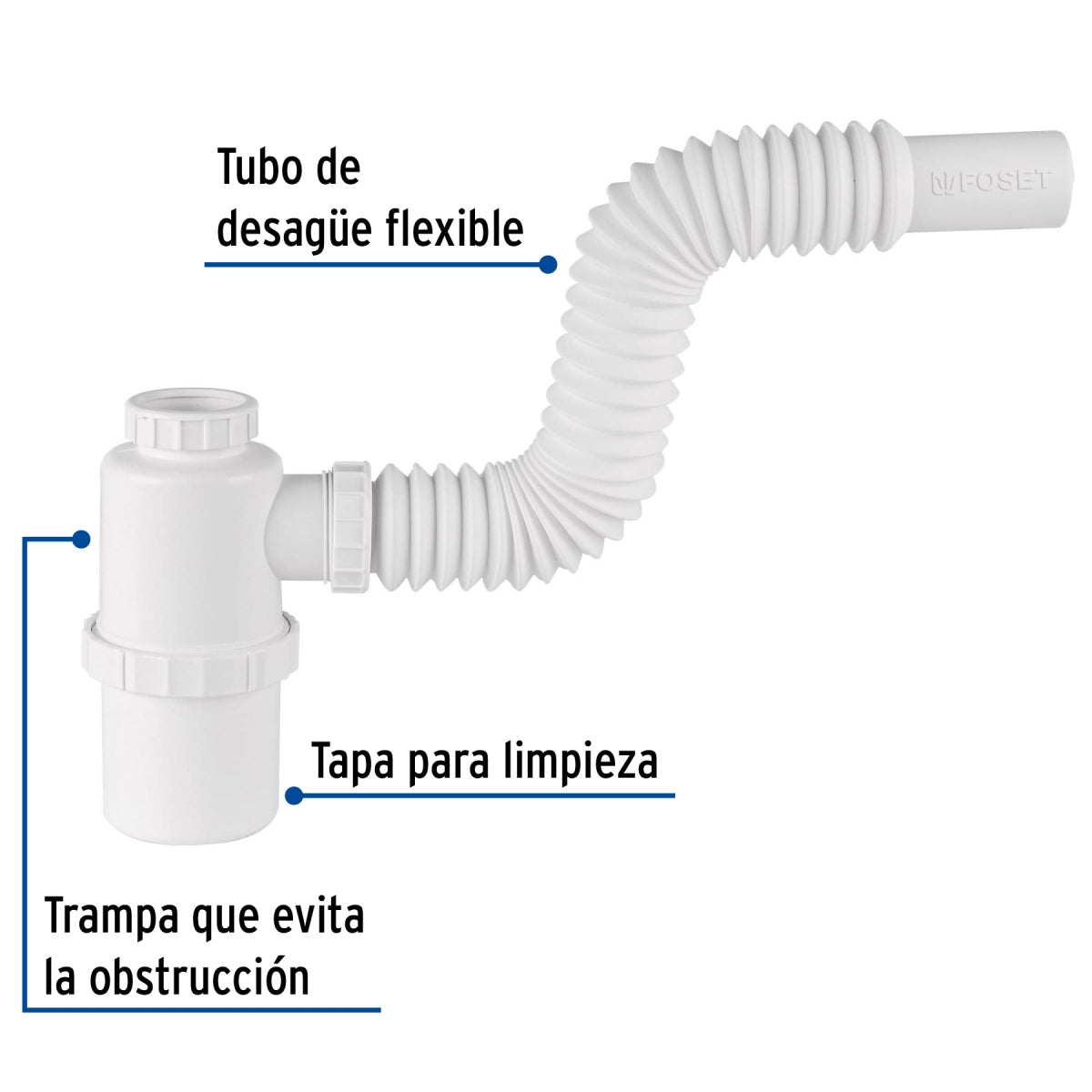 Céspol bote largo PVC p/fregadero sin contracanasta 1 1/2" SKU:'49334