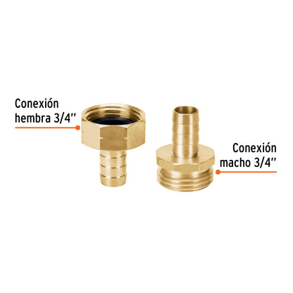 Juego conectores latón para manguera 1/2" (Hembra y macho) SKU:'12704