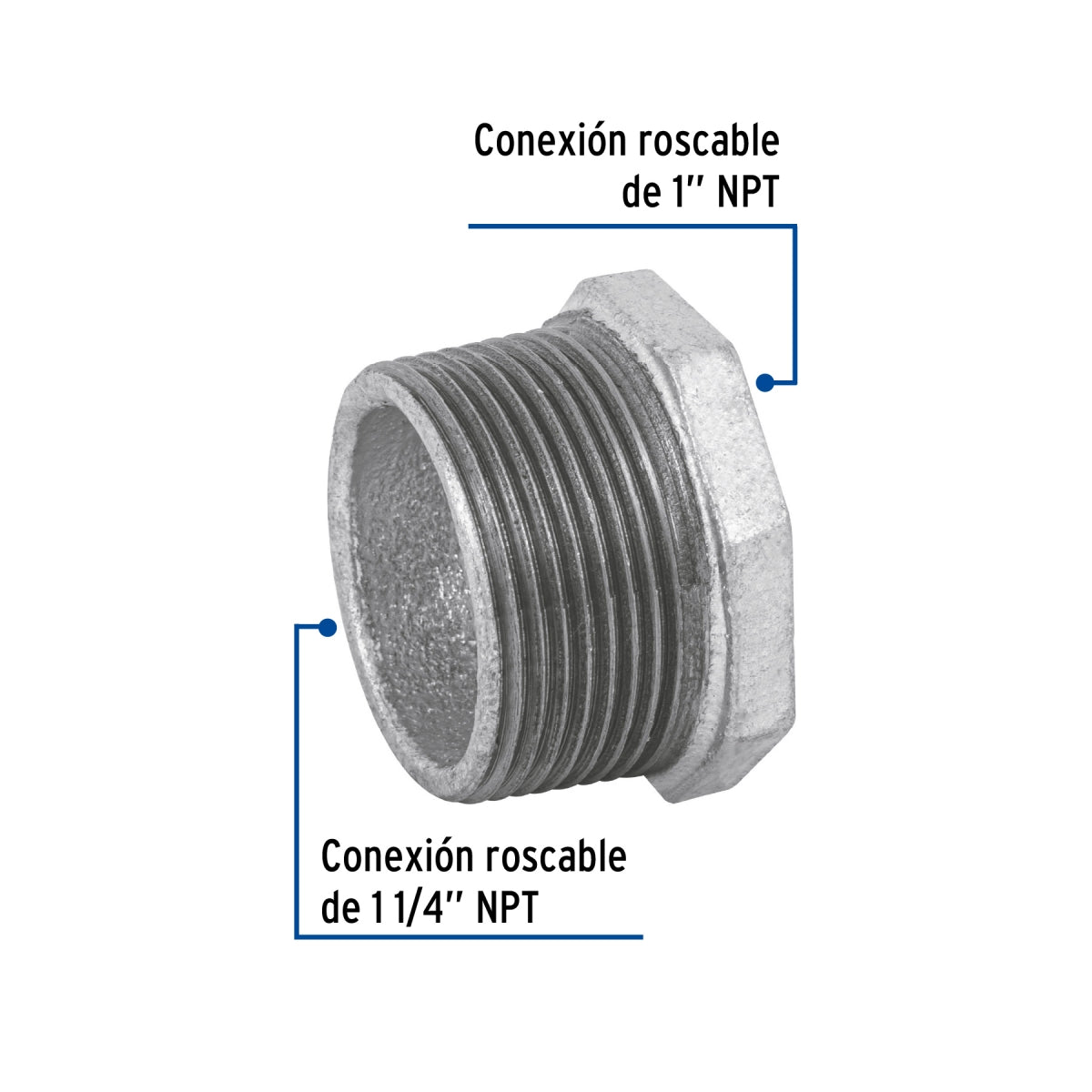 Reducción bushing 1 1/4" x 1" galvanizado SKU:'