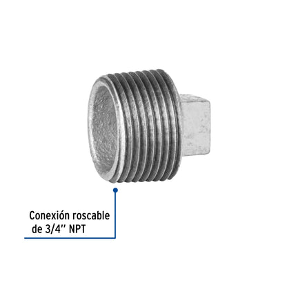 Tapón macho 3/4" galvanizado SKU:'47495