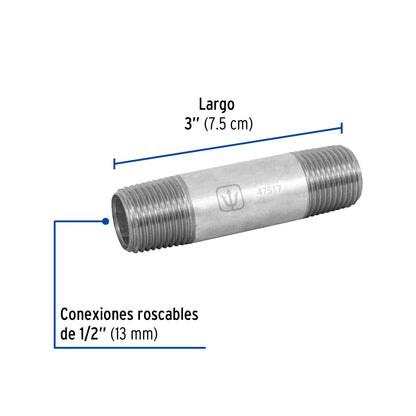 Niple 1/2" x 3" galvanizado SKU:'47517