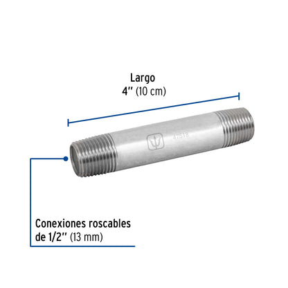 Niple 1/2" x 4" galvanizado SKU:'47518