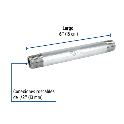 Niple 1/2" x 6" galvanizado SKU:'47519