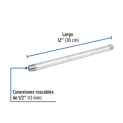 Niple 1/2" x 12" galvanizado SKU:'47521